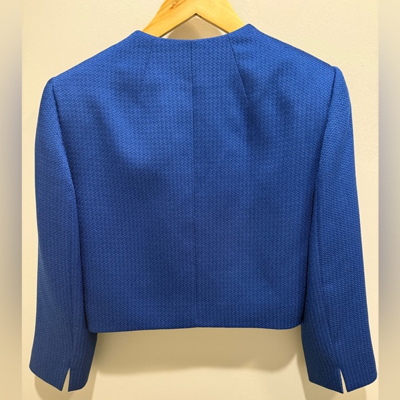 Tahari ASL Blue 2-Piece Suit Set Size 8 Sheath Dress & Cropped Blazer - Picture 7 of 11
